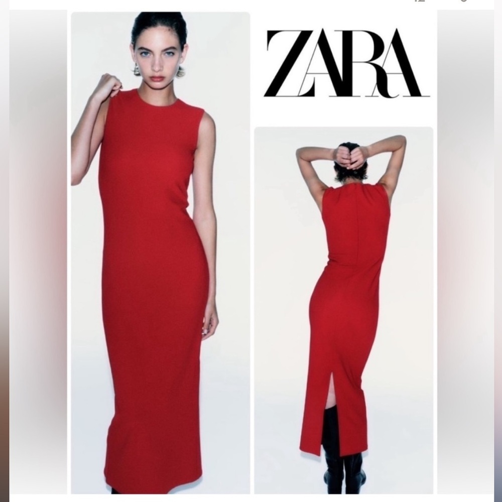 ZARA Sheath Red Dress ZW Collection Size Small - Picture 2 of 8